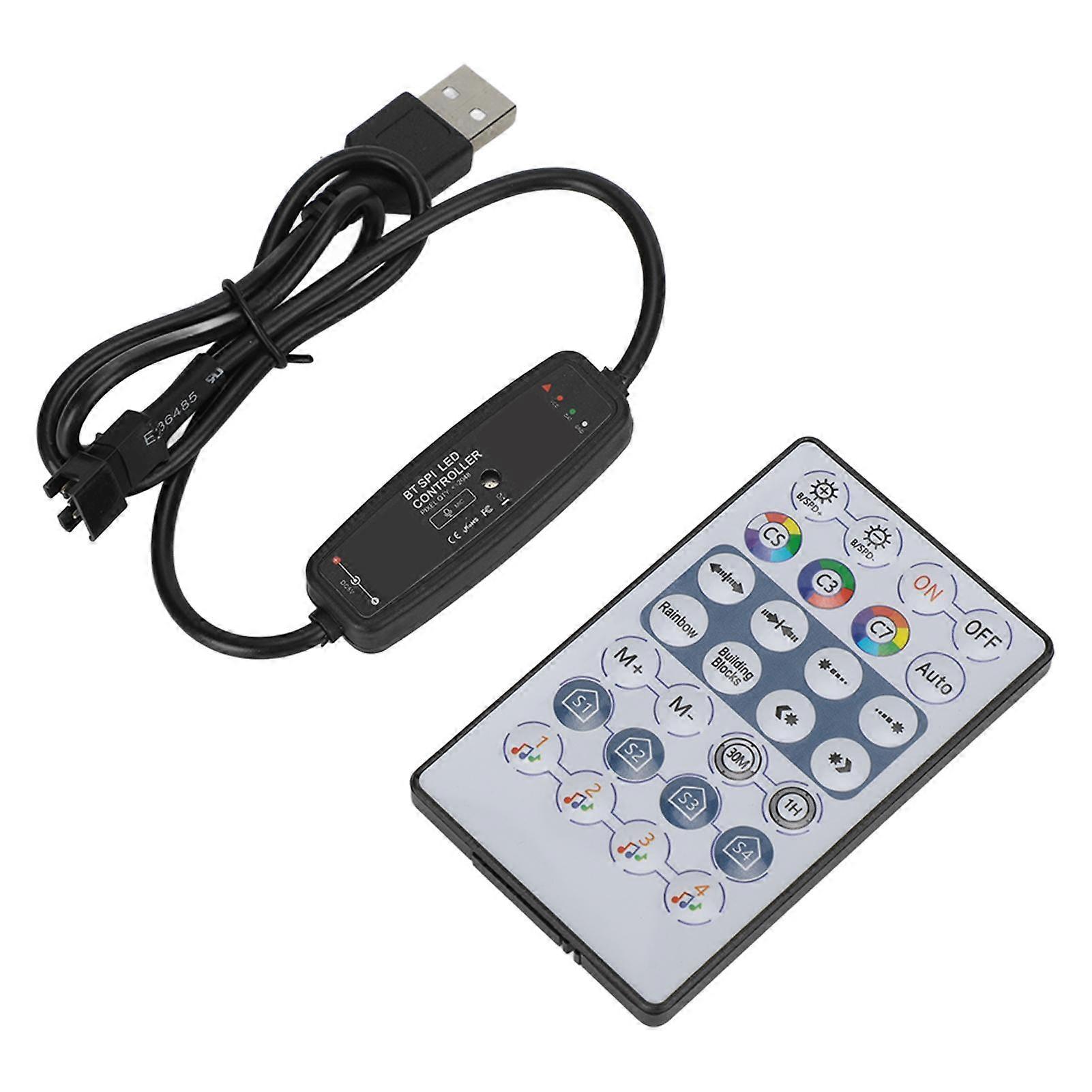 Wireless Bluetooth RGB LED Strip Lights Controller with Remote Control USB Dream Color Music Mode