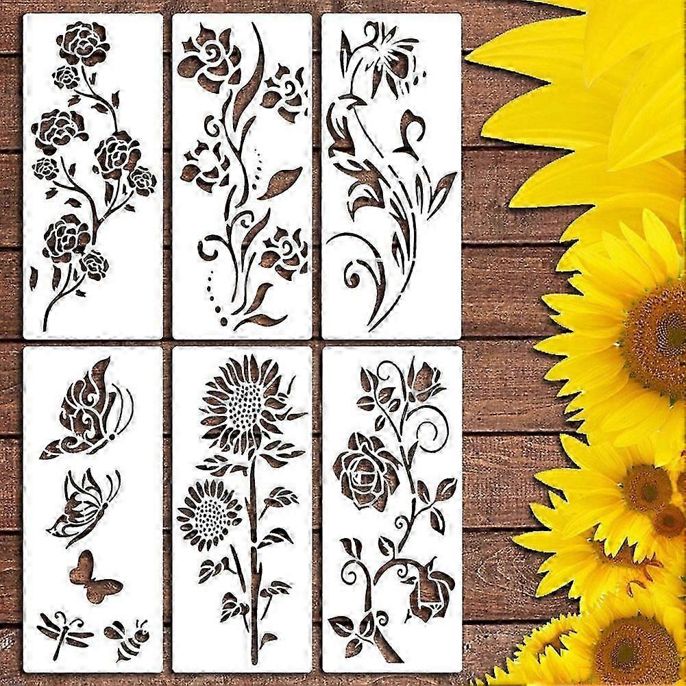 Grands pochoirs à fleurs réutilisables pour la peinture sur bois
