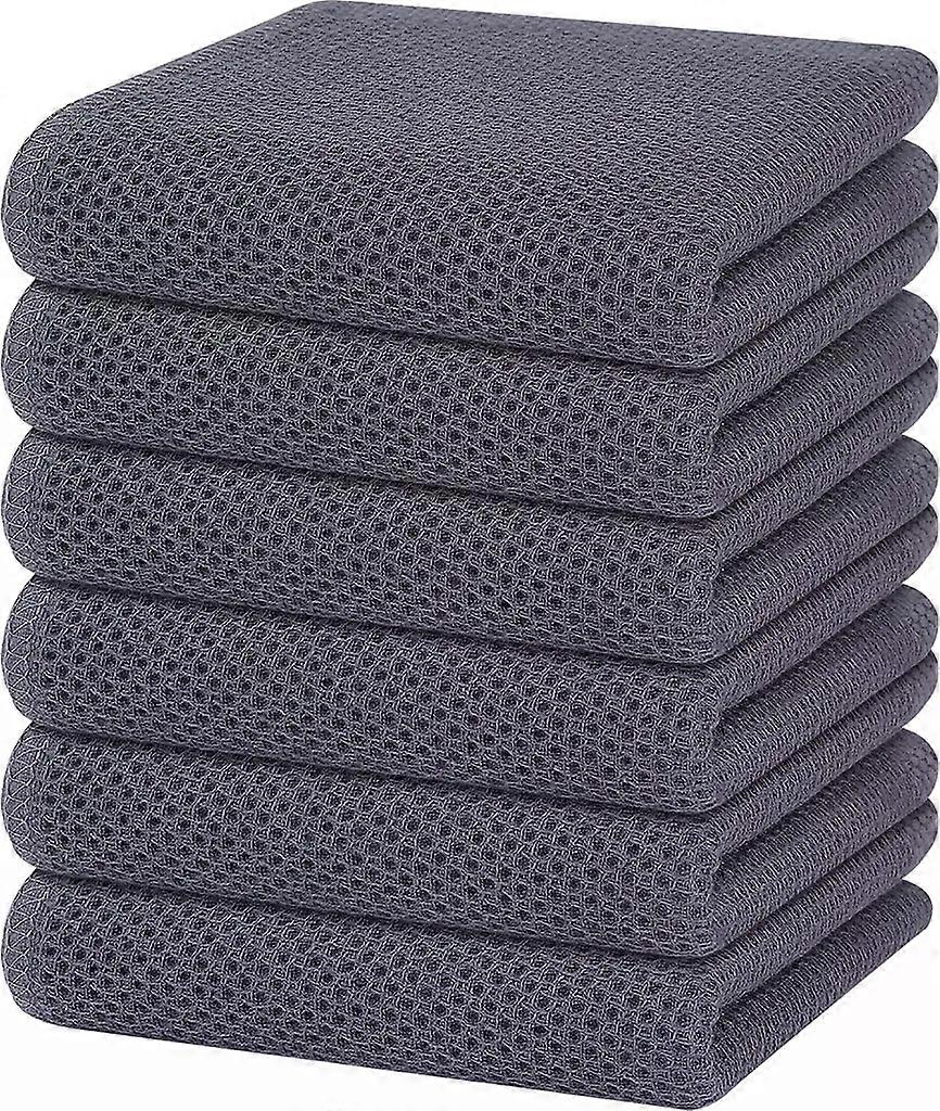 6 Stck Geschirrtcher 100 % Baumwolle Waffelgewebe,34cm*74cm,Grau