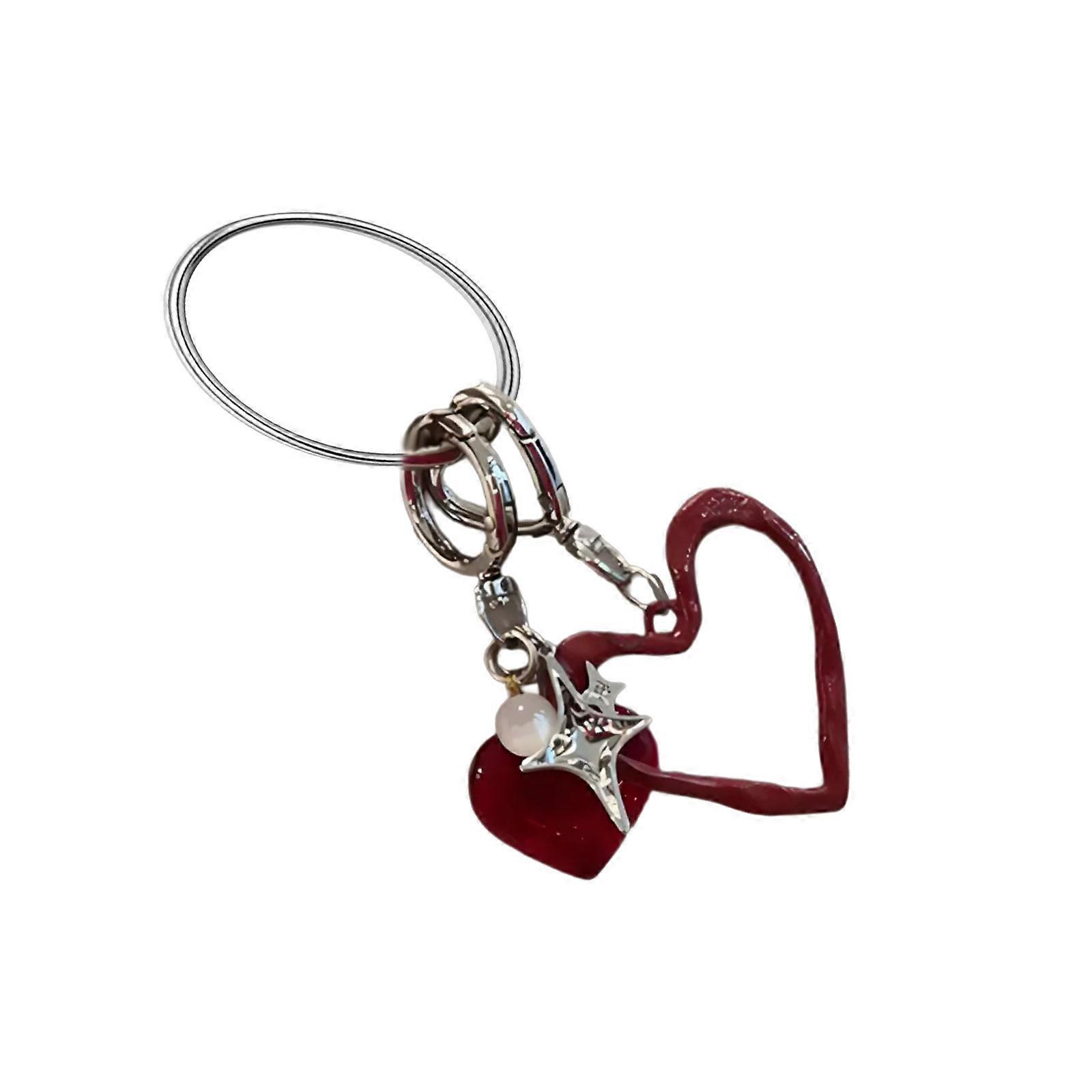Stylish Color Blocking Candy Heart Charm Alloy Keychain Pendant Hanging Ornament For Phone Case Earbuds Accessories Multicolor