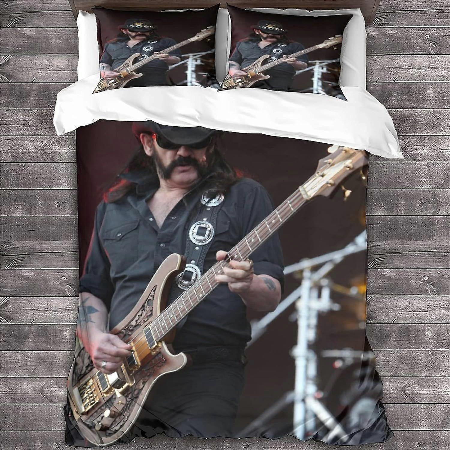 Conjunto de Roupa de Cama Motorhead Rock 'n' Roll Conjunto de Capa de Edredom Heavy Metal Band Cobertura de Colcha Zíper macio com fronha de casal