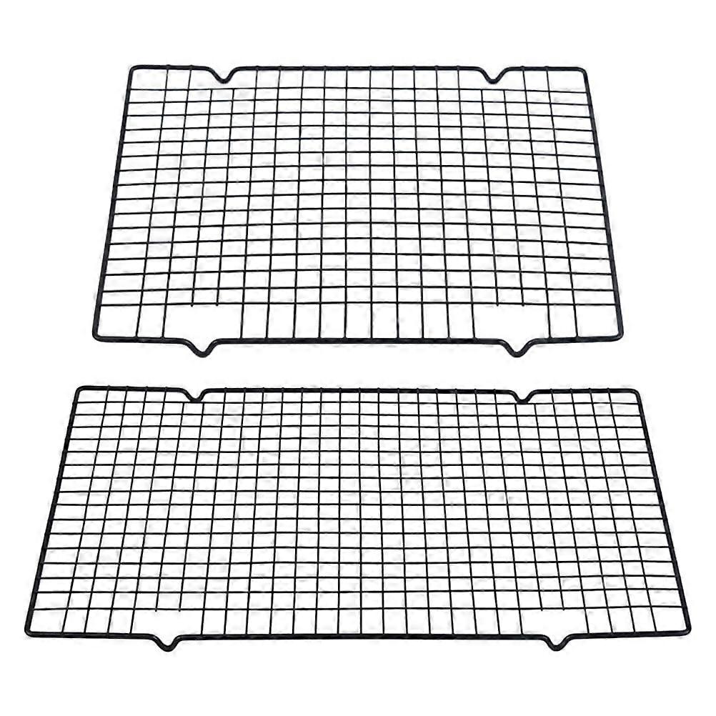 2 Pcs Non-Stick Cold Rack Loaf Bread Home Baking Supply Black Tinsel Rectangle Design Cooling Rack