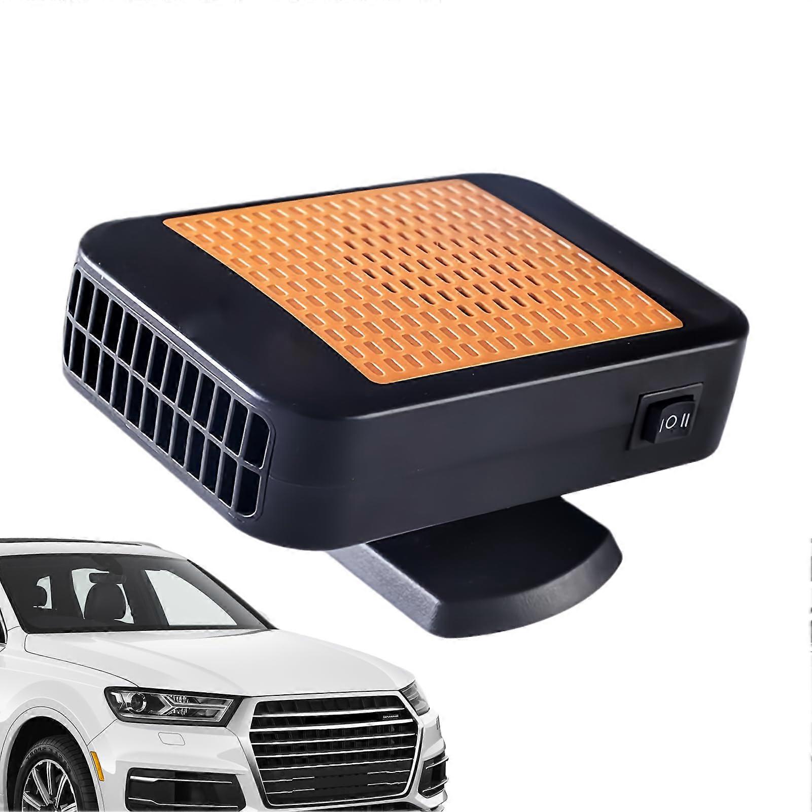Portable Car Heater 12V Windshield Defroster with 360° Rotating Fan for Winter Driving Truck RV Orange
