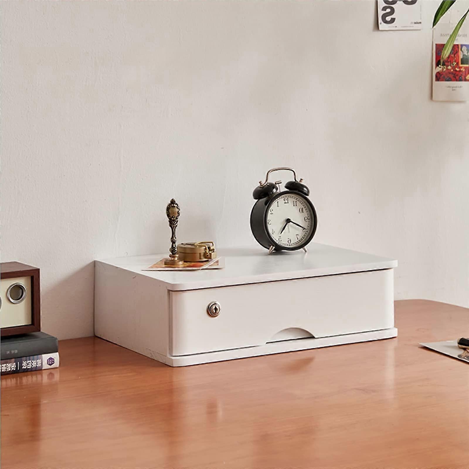 Wooden Desktop File Cabinet with Lockable Drawers for A4 Documents and Office Storage