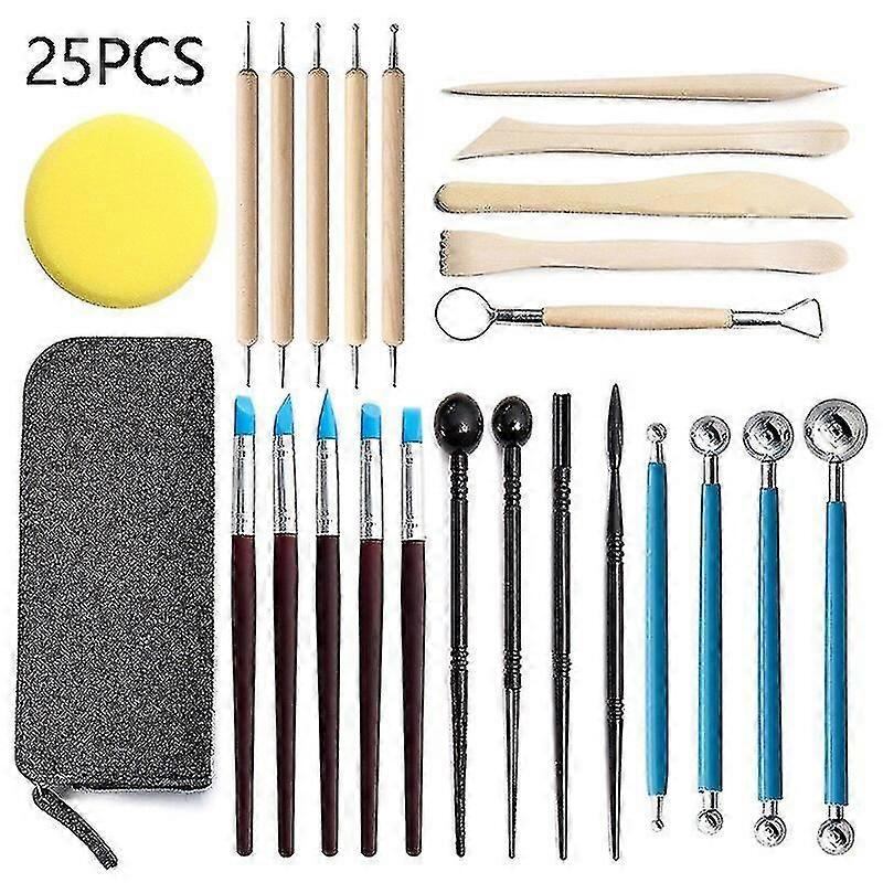 45pcs Outils en argile polymère Modélisation Argile Sculpting Tools Kits pour poterie Sculpture Outils de parsèmement en bois