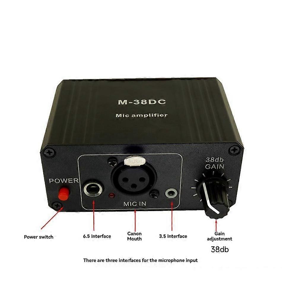 Protable Microphone Preamp High Gain 48V Phantom Power XLR Output Mic Preamplifier for Dynamic and Condenser Microphone