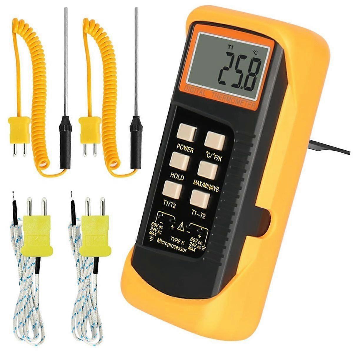 K Type Thermocouple Thermometer, Dual Channels Digital Thermometer, Thermocouples Display Temperatu