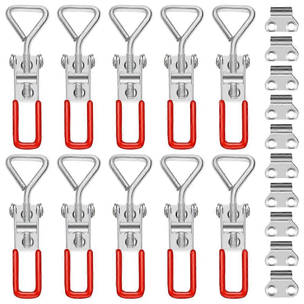 10Pcs Toggle Latch Clamp, 304 Rustfritt stål Pull Hasp Låser, Quick Release Hand Tool Toggle Cla