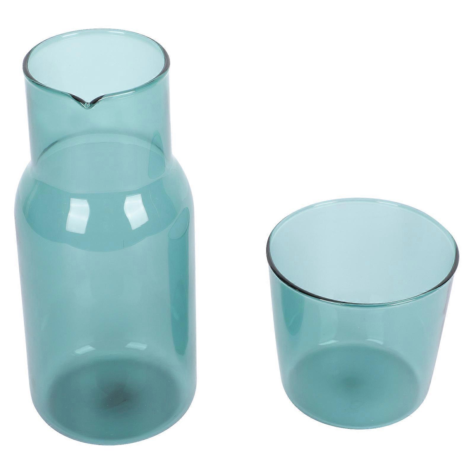 Glass Water Container Home Drinking Supply Sky-Blue 1Set