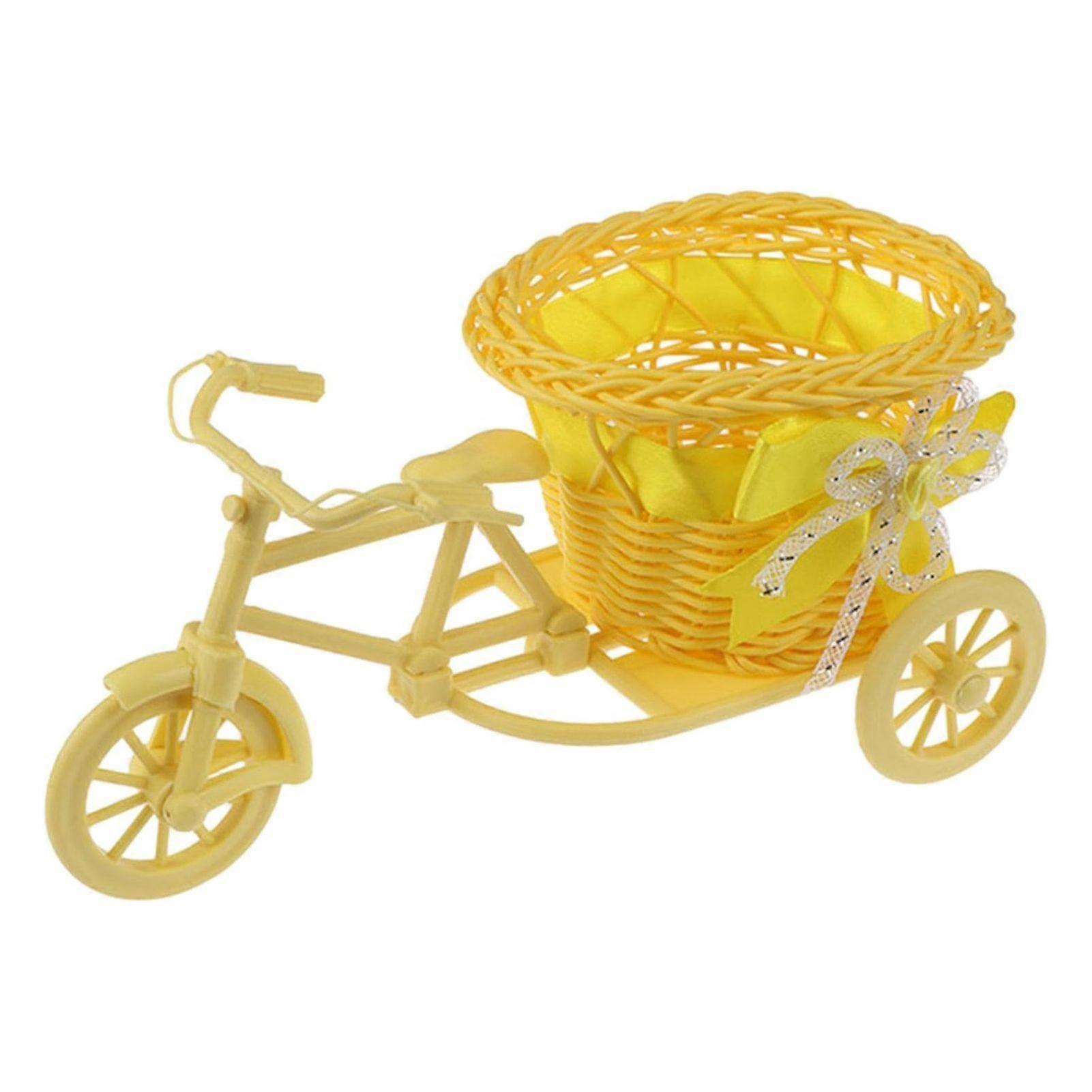 Jikaix Bicycle Artificial Woven Flower Basket Tricycle Planter Large Capacity Multi-Function Decorative Nostalgic Plant Rack Flower Stand