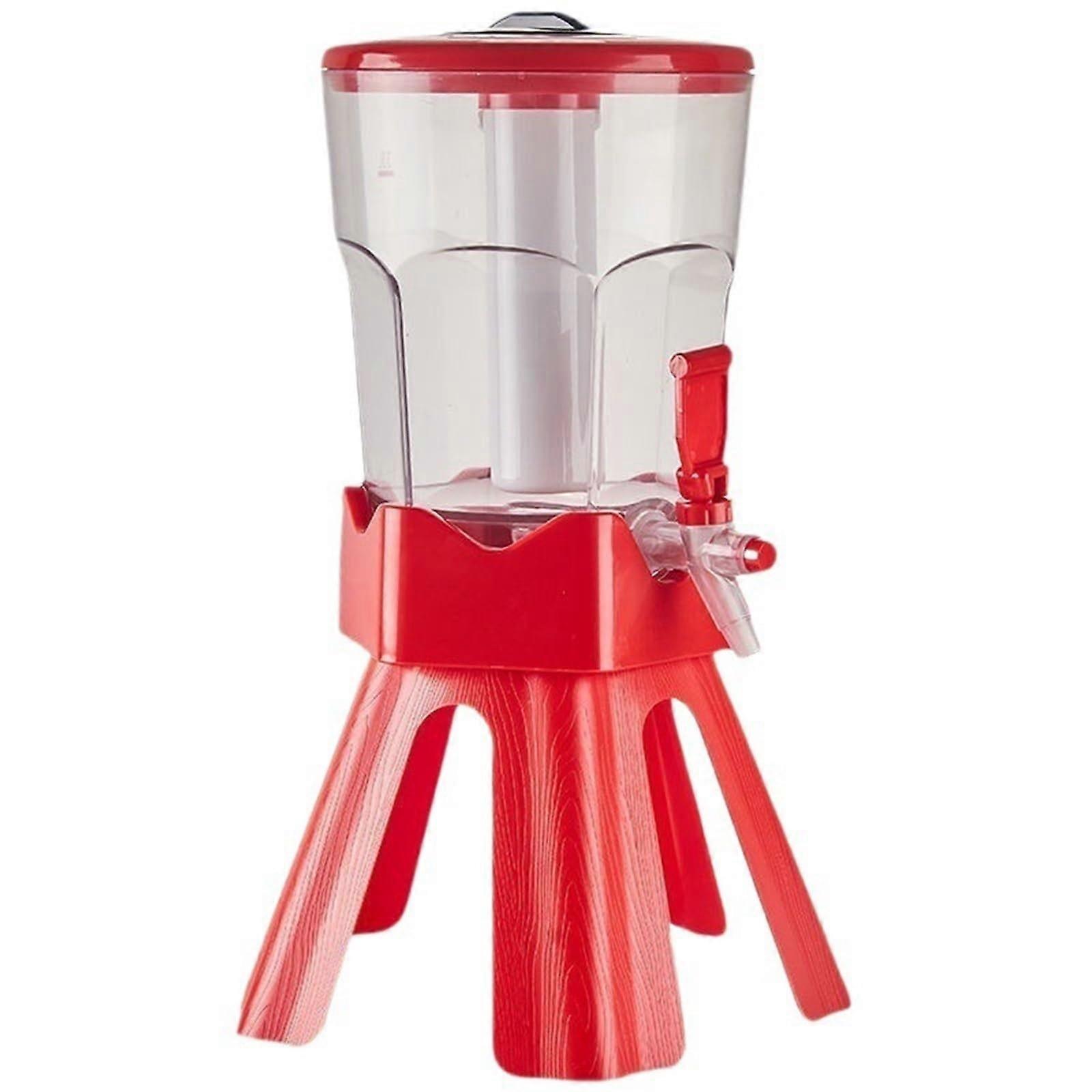 Beer Dispenser Tower 3L with Ice Tube and LED Light for Bars Parties Tabletop Red 20x46cm