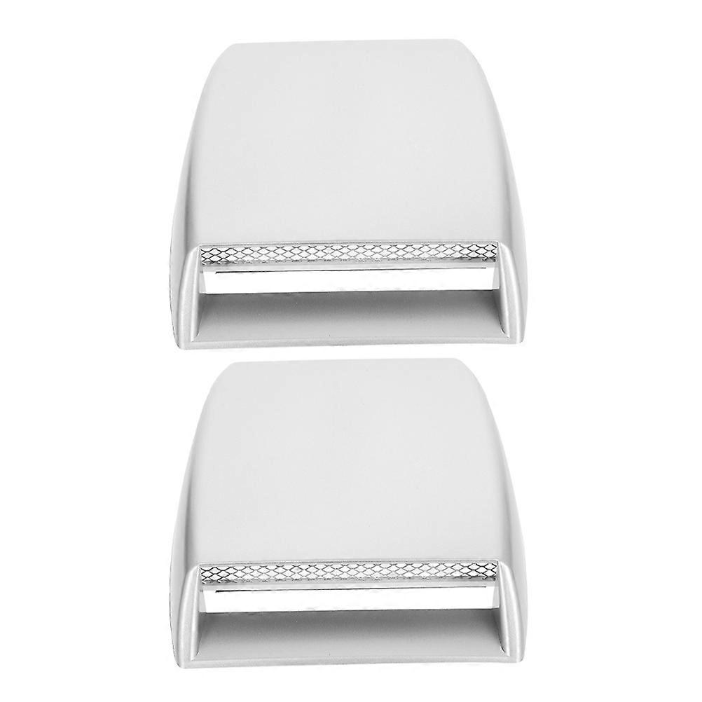 Car Hood Vent Accessory for Car Use Silver ABS Material 2pcs