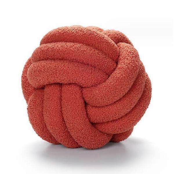 Hand Knitted Knotted Ball Lambswool Pillow Red 35CM