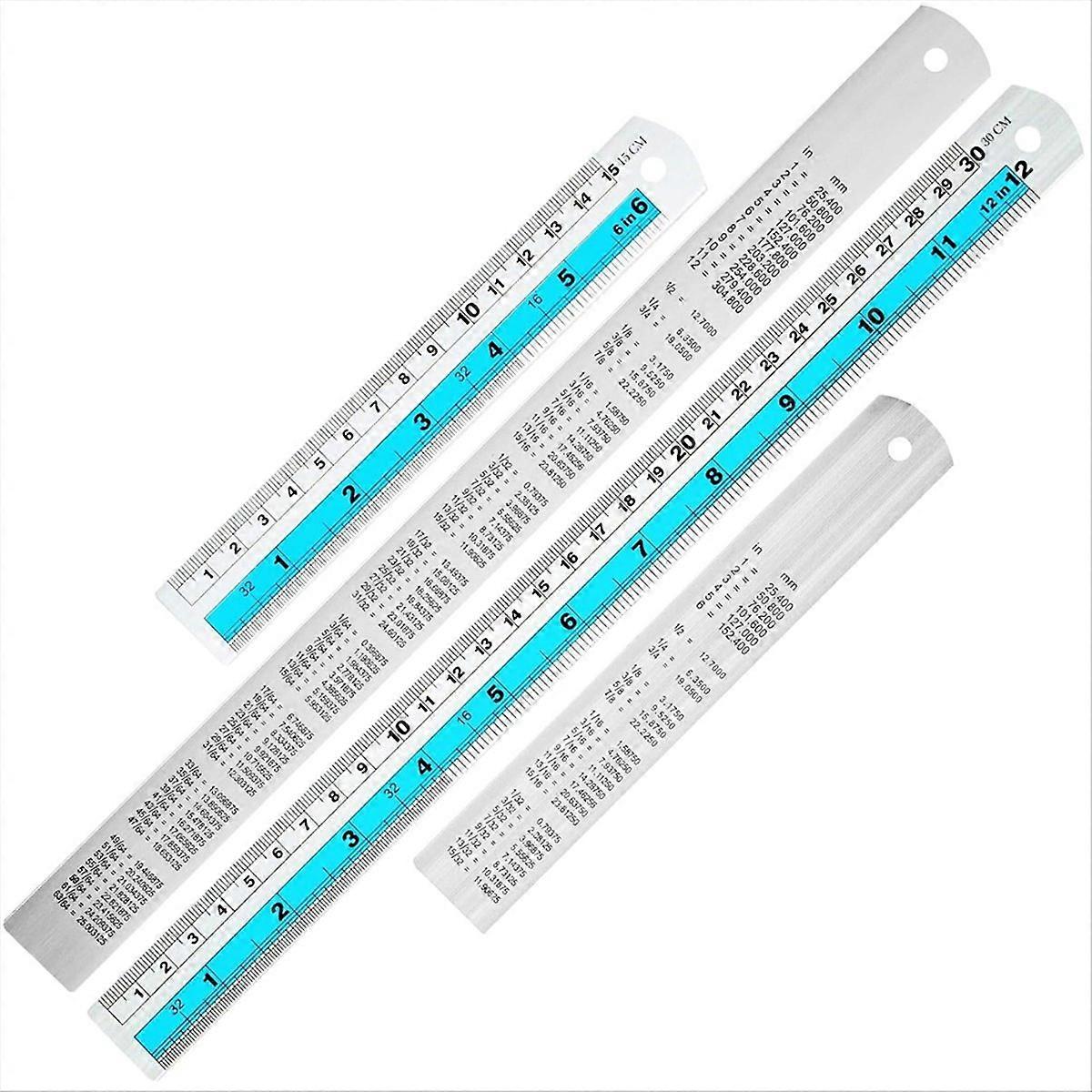 12+6 Inch Metal Ruler Set, Perfect for DIY Projects, Blue