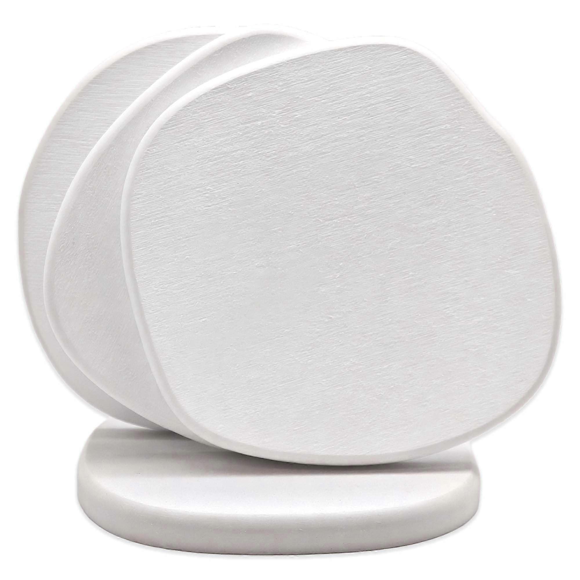 Diatomite Coasters Set of 4, Absorbent Drink Coasters with Instant Drying and NonSlip Pads, White