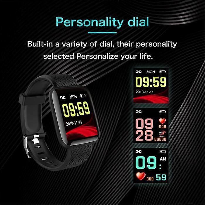 ID116Plus HR Smart Bracelet Heart Rate Monitor Waterproof Anti-lost Message Reminder Call Black