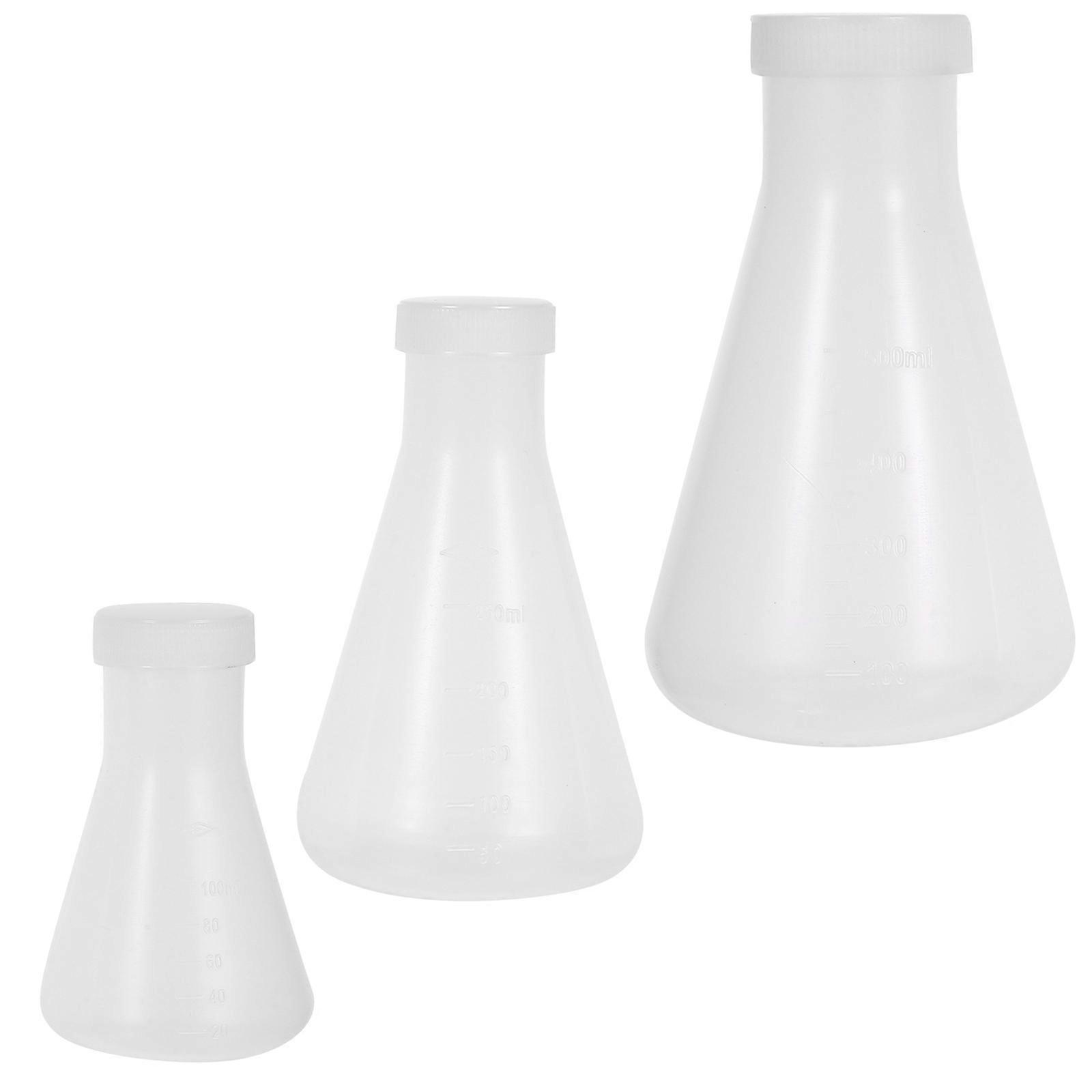 3pcs Plastic Erlenmeyer Flask Transparent Science Flask Practical Conical Flask