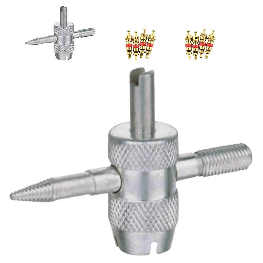 4-in-1 Tire Valve Core Tool Multifunctional Wrench 2Sets for Automobile Repair