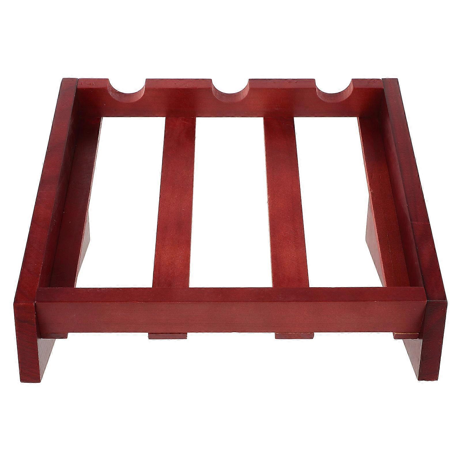 Red Display Rack Wooden Stand for Storage 3 Holder