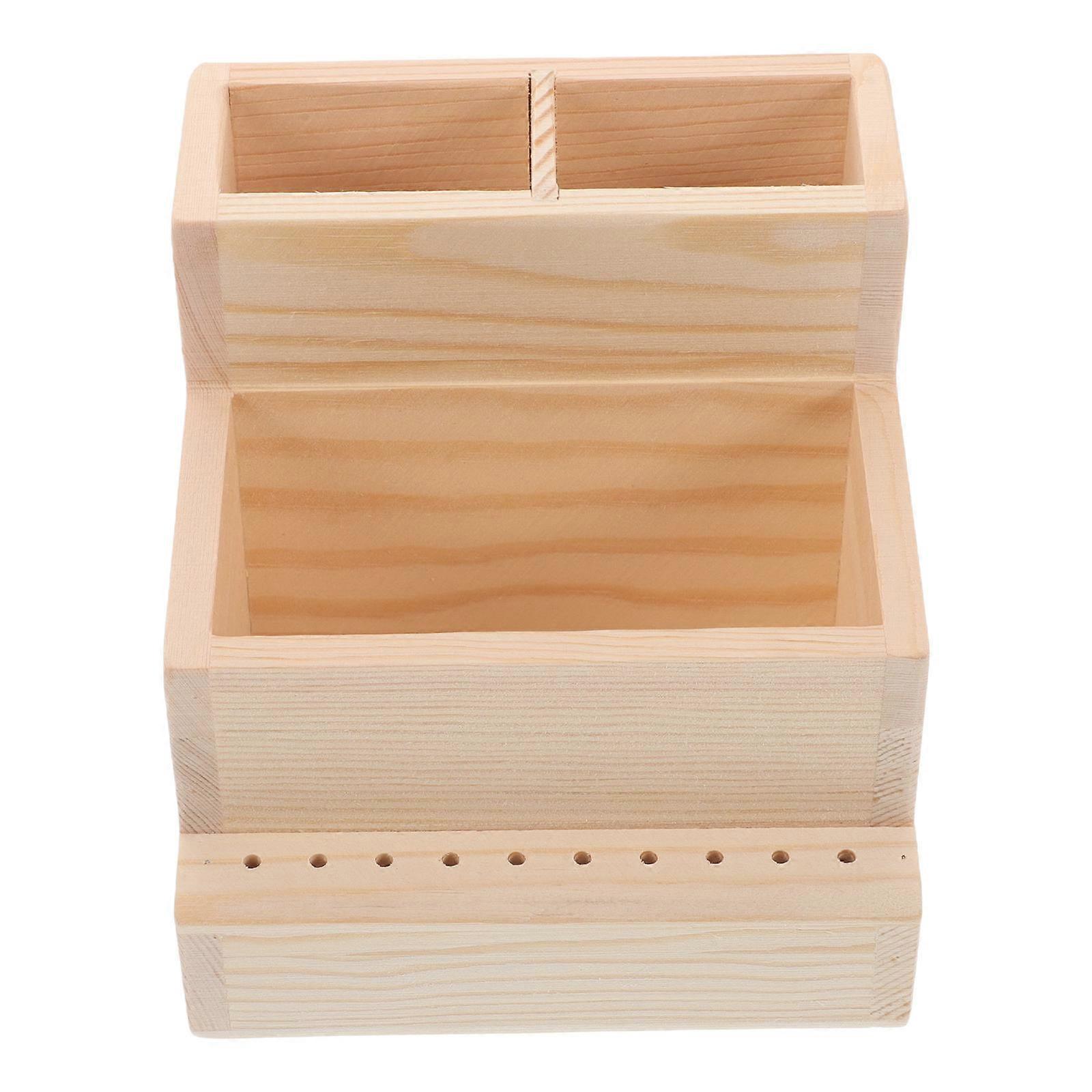 Nail Drill Bit Organizer Case for Storage Use Wooden Manicure Tool Box Large Capacity