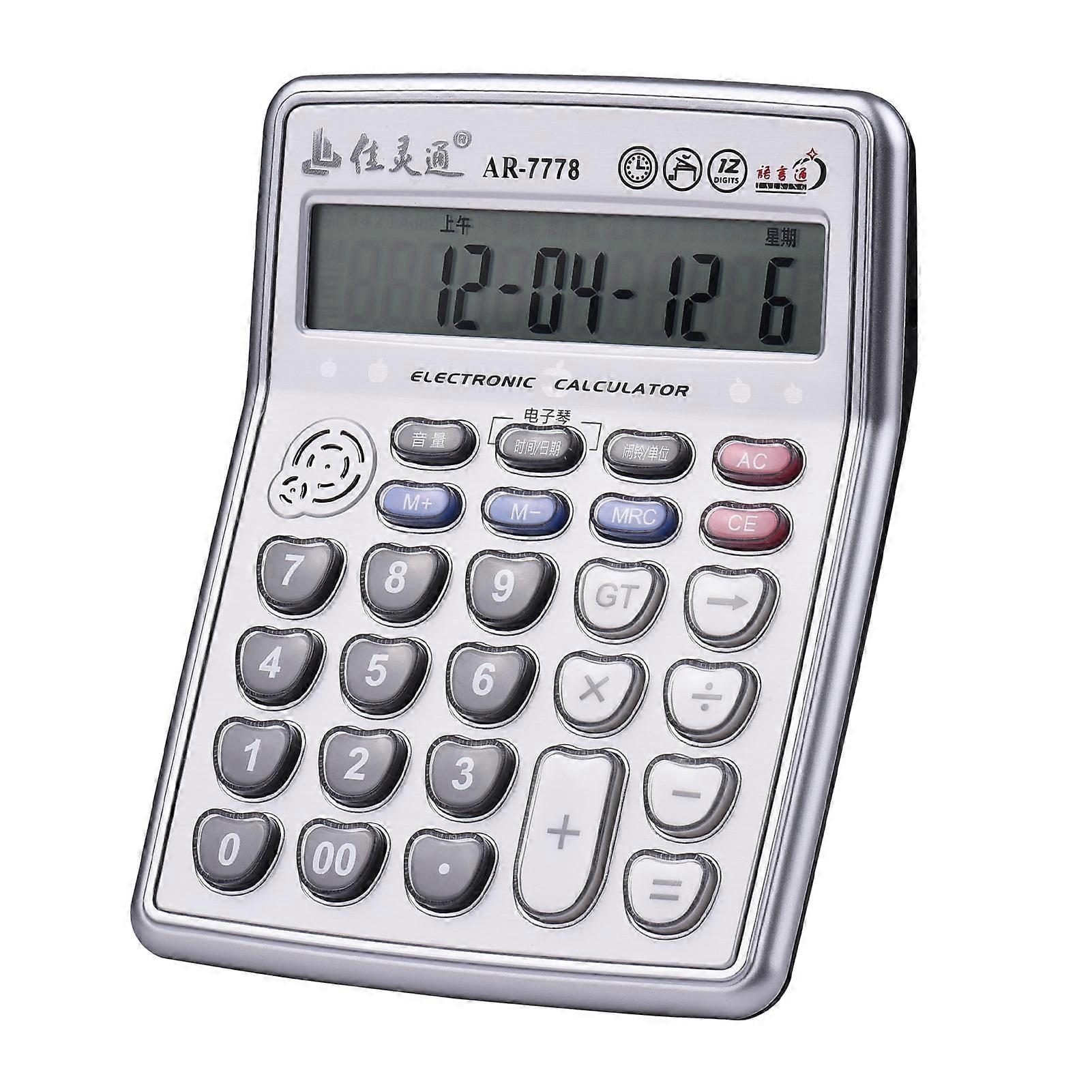 Calculator with Musical LCD Display, Piano Supplies, Date Alarm Clock, Counter Buttons, Compatible with Office & Play Time