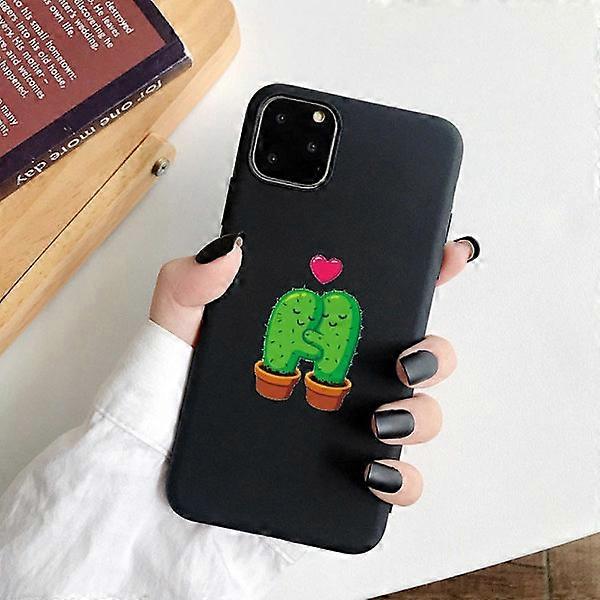Compatible with iPhone 12 & 13 Pro Max Mini case two cacti hugging Black one size