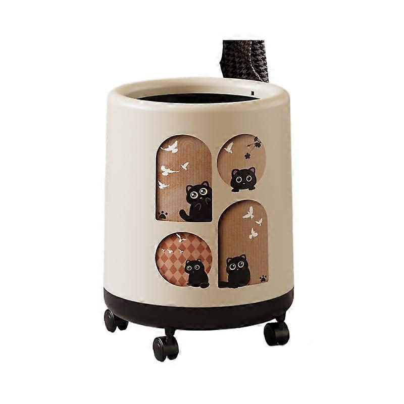 Trash Can with Lid, Quiet Close, Smooth Rolling Wheels, Durable Plastic for Home and Office