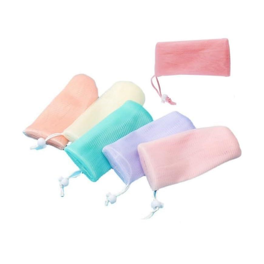 5Pcs Soap Saver Bag Exfoliating Mesh Pouch with Drawstring for Rich Foamy Lather and Gentle Scrub