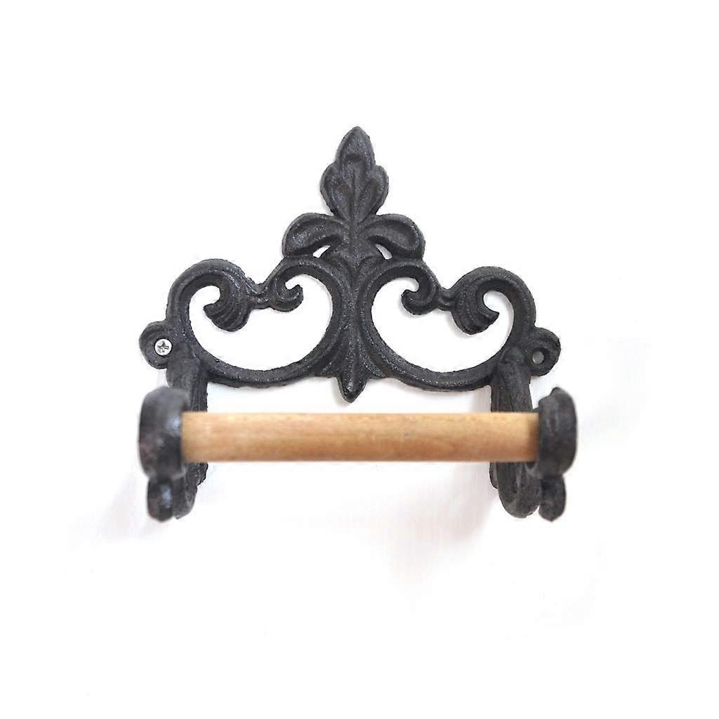 Retro Wrought Iron Toilet Paper Holder with Shelf, Wall Mounted, Waterproof RustResistant Finish
