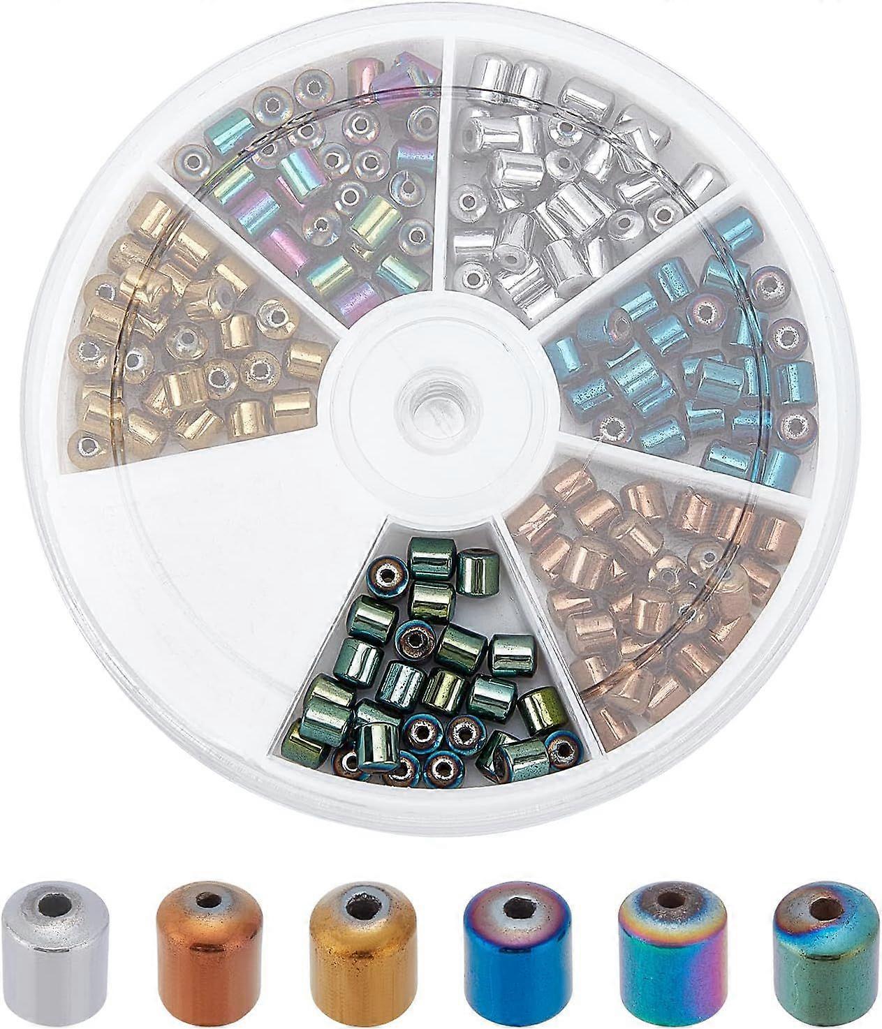 180 Pcs 6 Colors Hematite Beads 4mm Smooth Colorful Hematite Beads Gemstone Column Loose Beads for DIY Jewerly Making