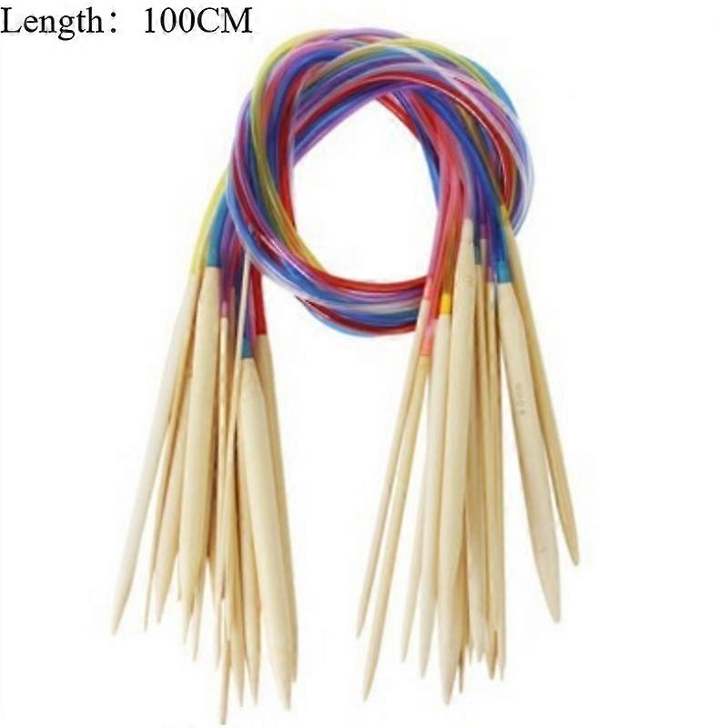 18Size/Set Circular Knitting Needles Bamboo Crochet Sewing Knitting Double Cusp Hooks Soft Tube Needle Craft Tools Set 40-120cm