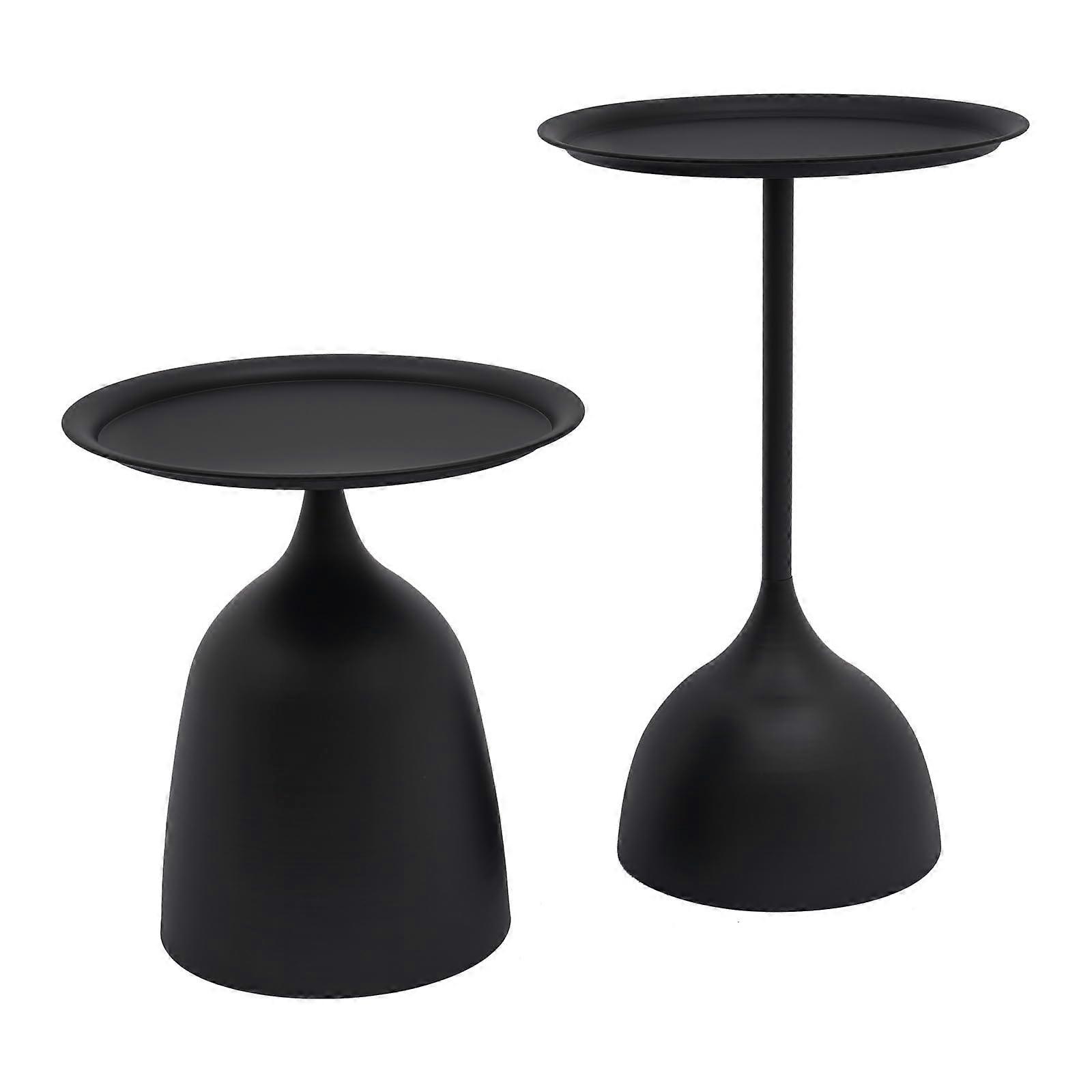 Round Side Table Set with ScratchResistant Finish, Black Nesting Design for Living Room or Small Spaces