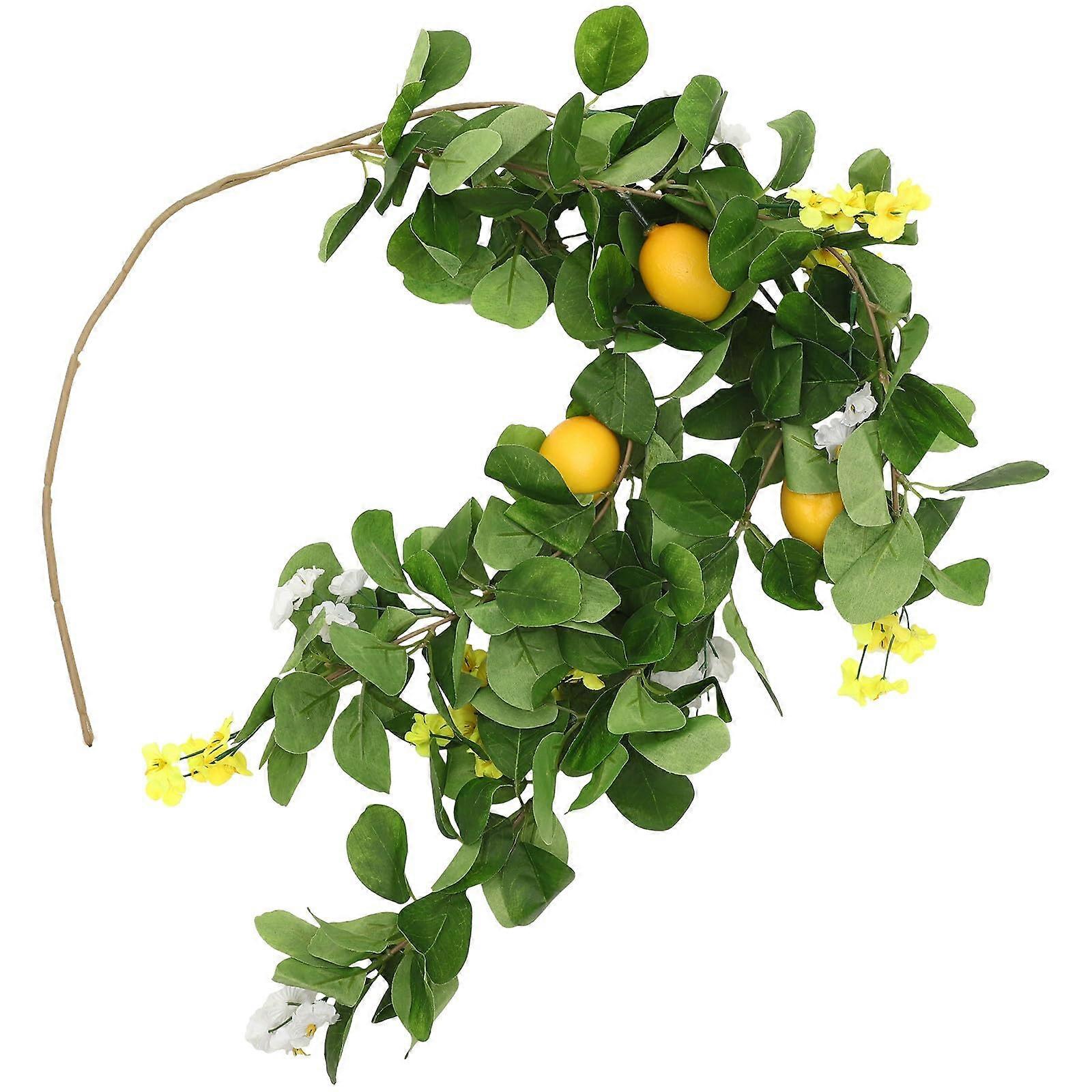 Artificial Lemon Branch with Lifelike Leaves, Faux Lemon Garland for Home Wedding Summer Decor
