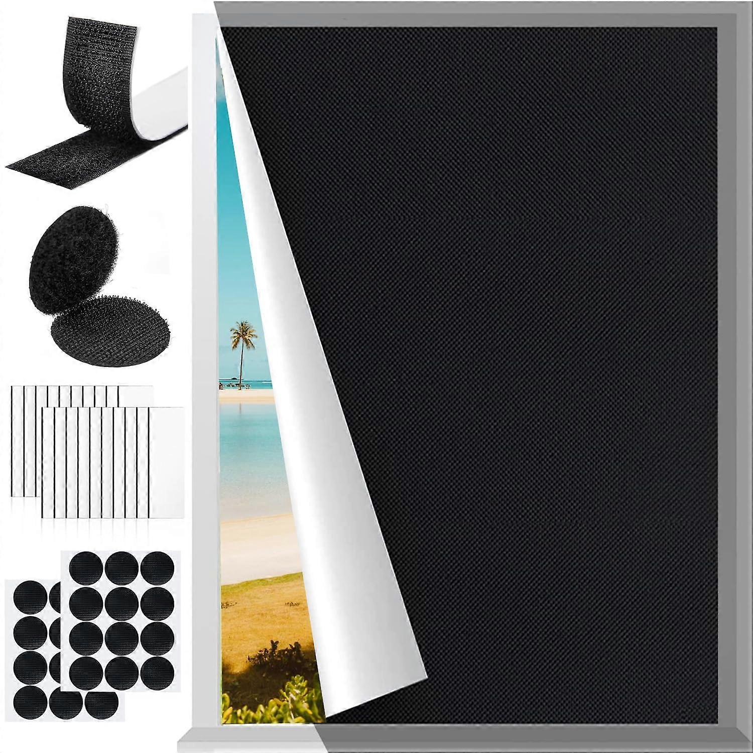 Blackout Curtains 420D Waterproof UV Blocking Shade for Bedroom Window RV Car, 57x79 Inch Black Silver