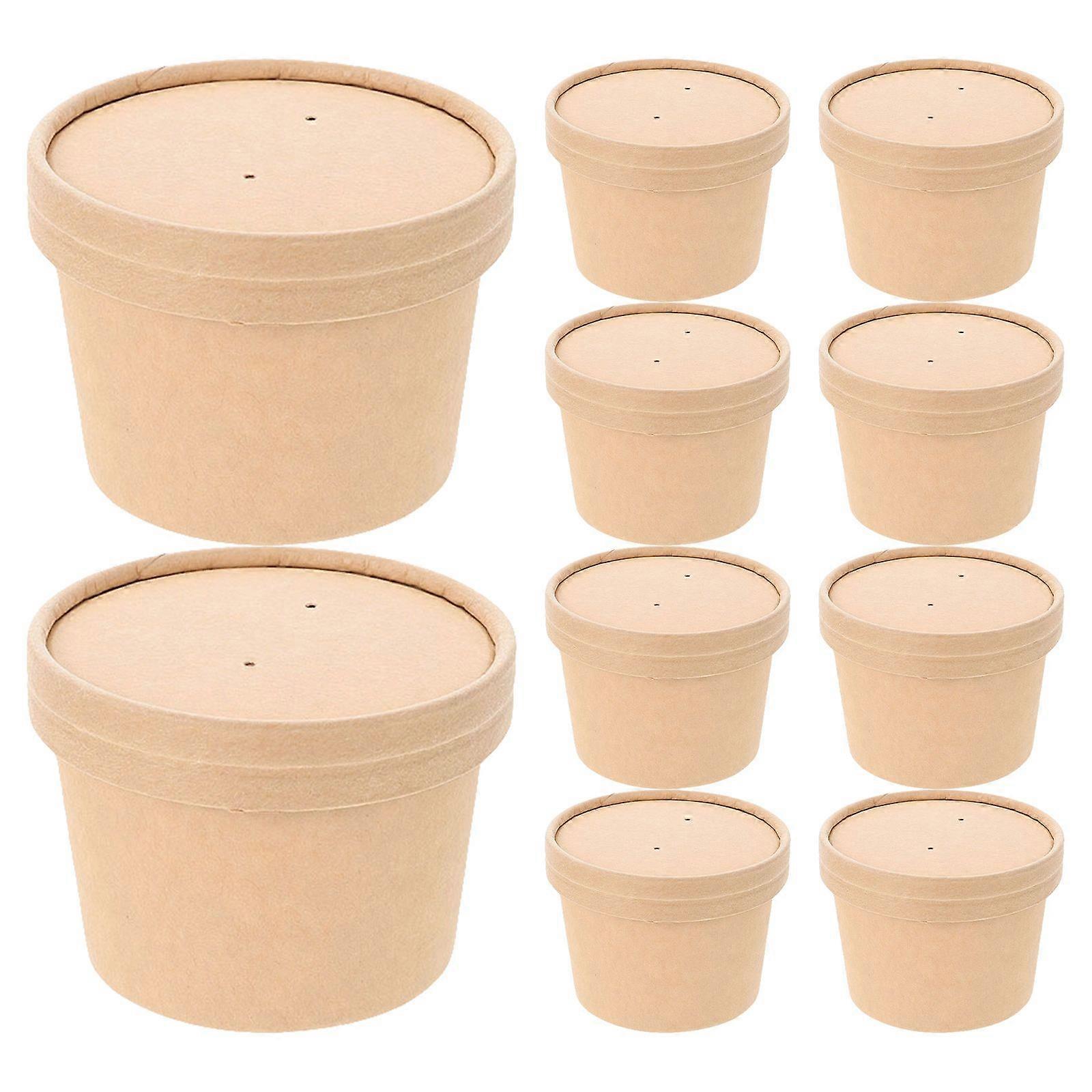 10 Sätze Eiscreme-Pappbecher Einweg-Dessert-Server-Pudding-Verpackungsbecher