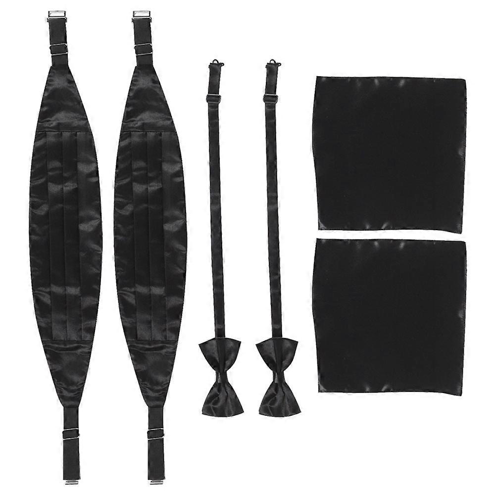Formal Black Cummerbund Set for Men with Elegant Bow Tie 6Pcs Accessories