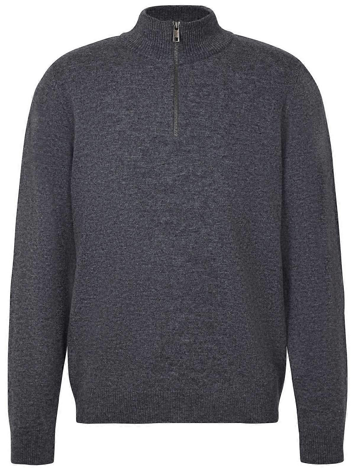 Falke Lambswool Half-Zip Sweater - Heather Dark Grey