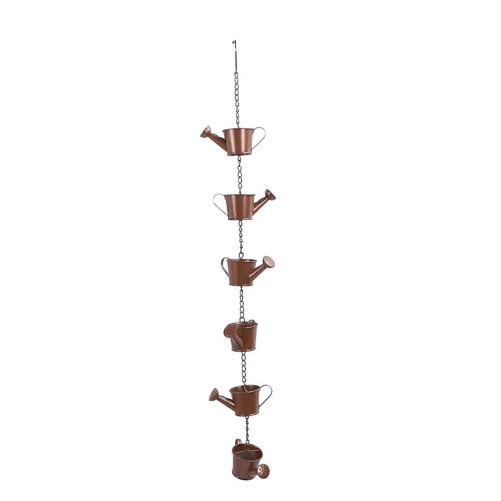 Rain Chain with 6 Cups, Rustproof Iron Decorative Watering Can Design for Gutter Downspout Garden