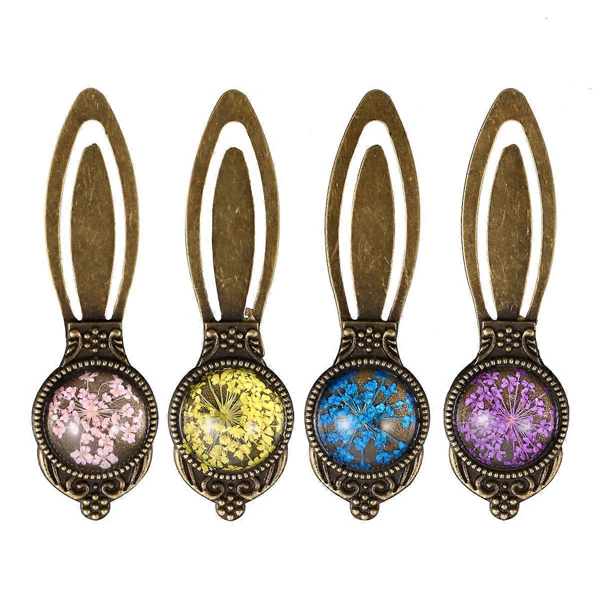 Dried Flower Book Mark Creative Small Retro Vintage Style 4Pcs Set
