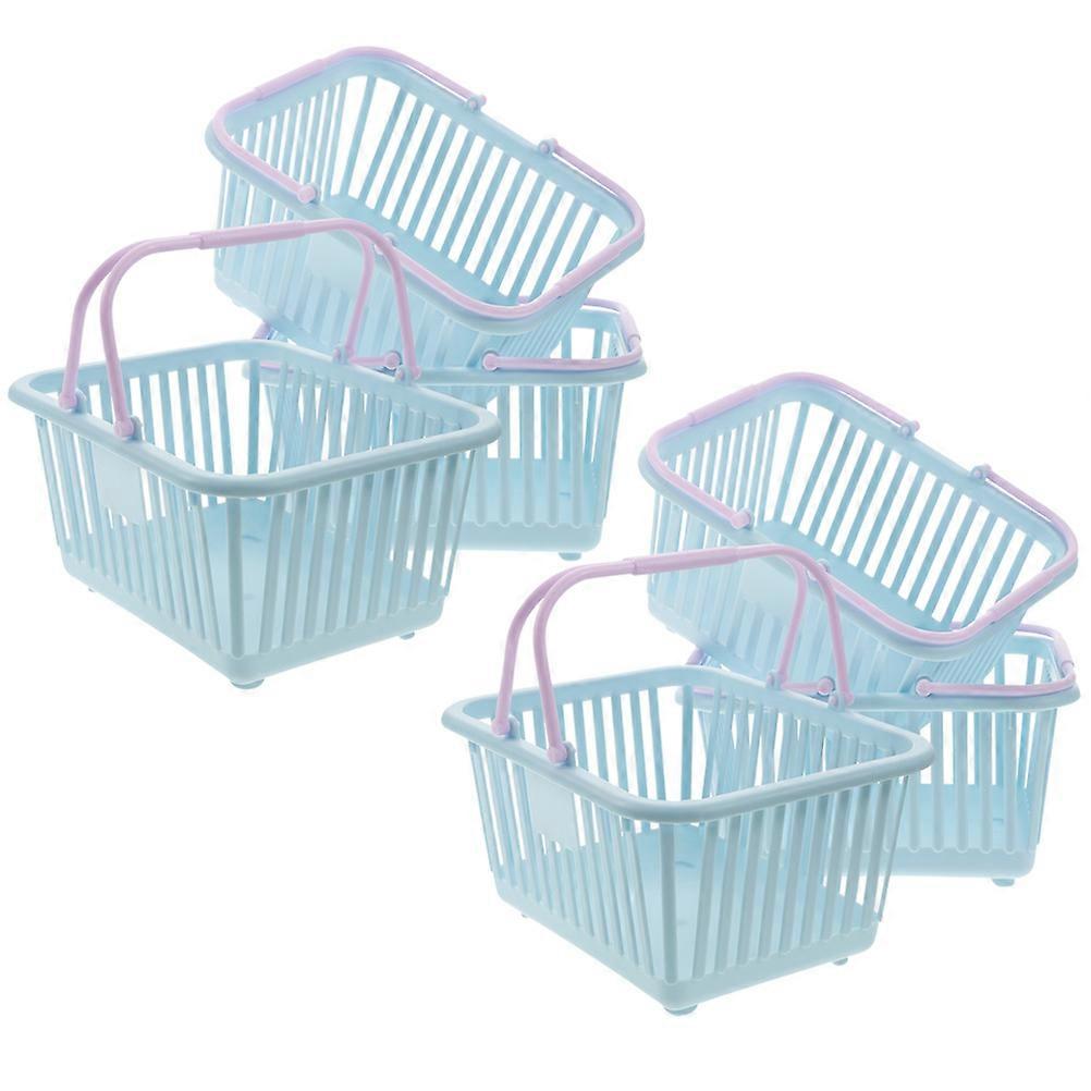 Plastic Storage Basket for Daily Use Organizer 6Pcs Sky-Blue