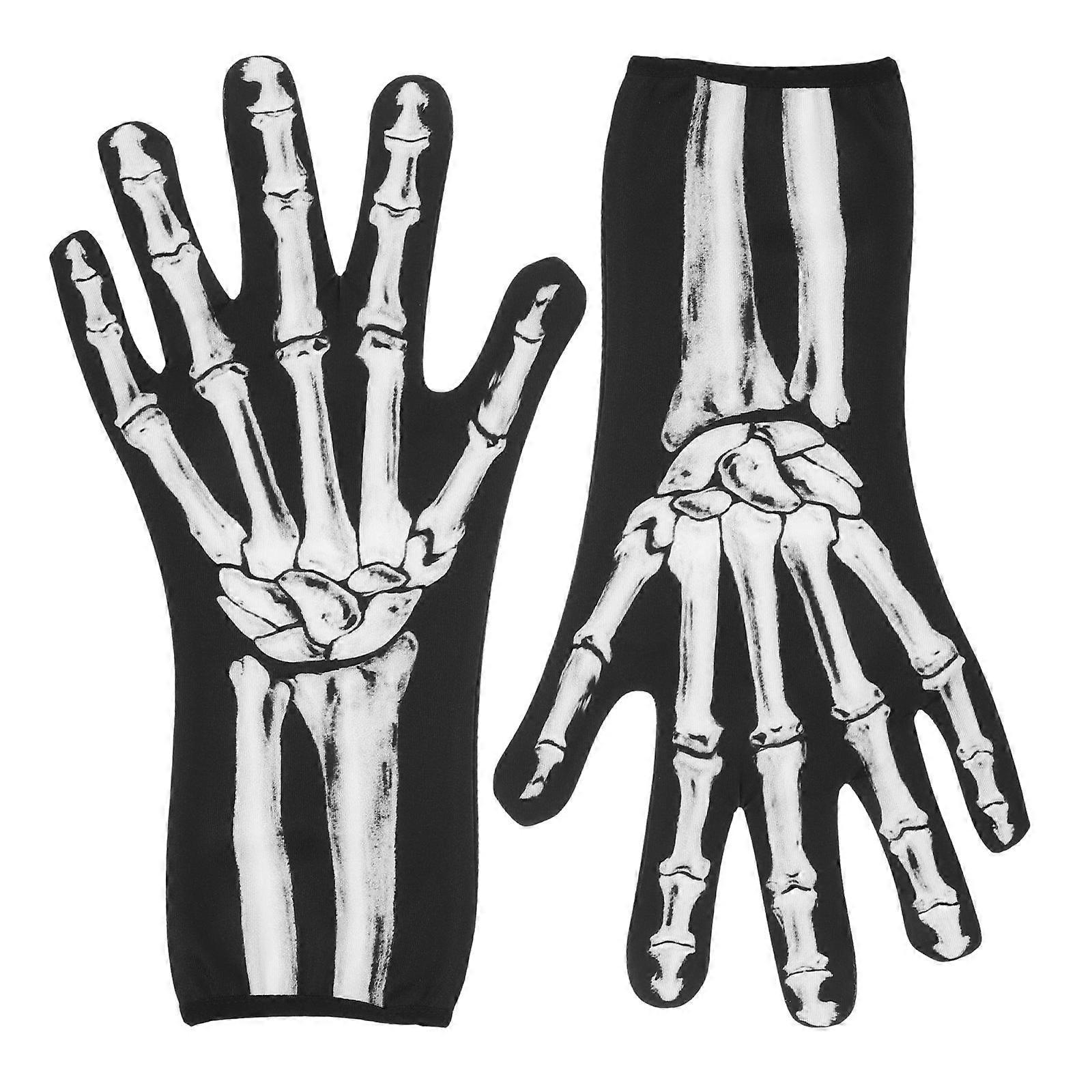 Halloween Gloves Skull Ghost Gloves for Decor 1Pair Skeleton Pattern