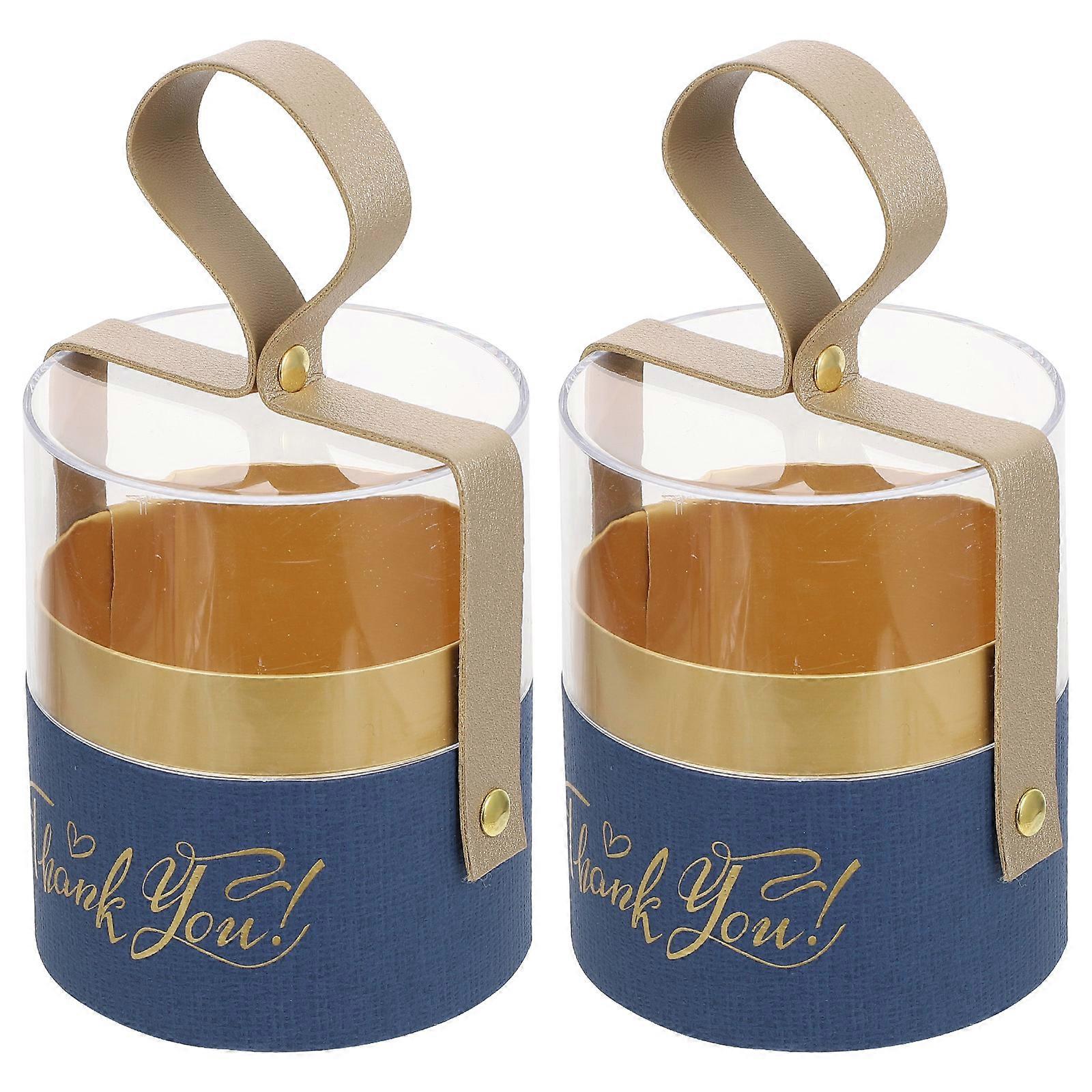 Chocolate Boxes for Candy Storage 2Pcs Blue Portable Gift Cylinder Box