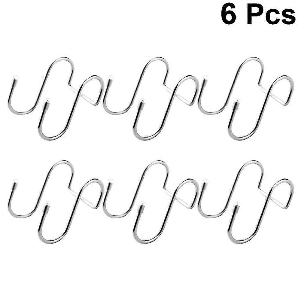 Display Prop Hooks S Shape Stainless Steel Double Hanging Hooks for Clothes 6Pcs