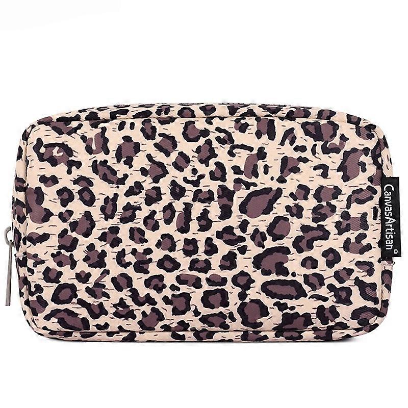 CANVASARTISAN H31-S11 Leopard Pattern Polyester Digital Accessories Zipper Storage Case Phone Mouse 