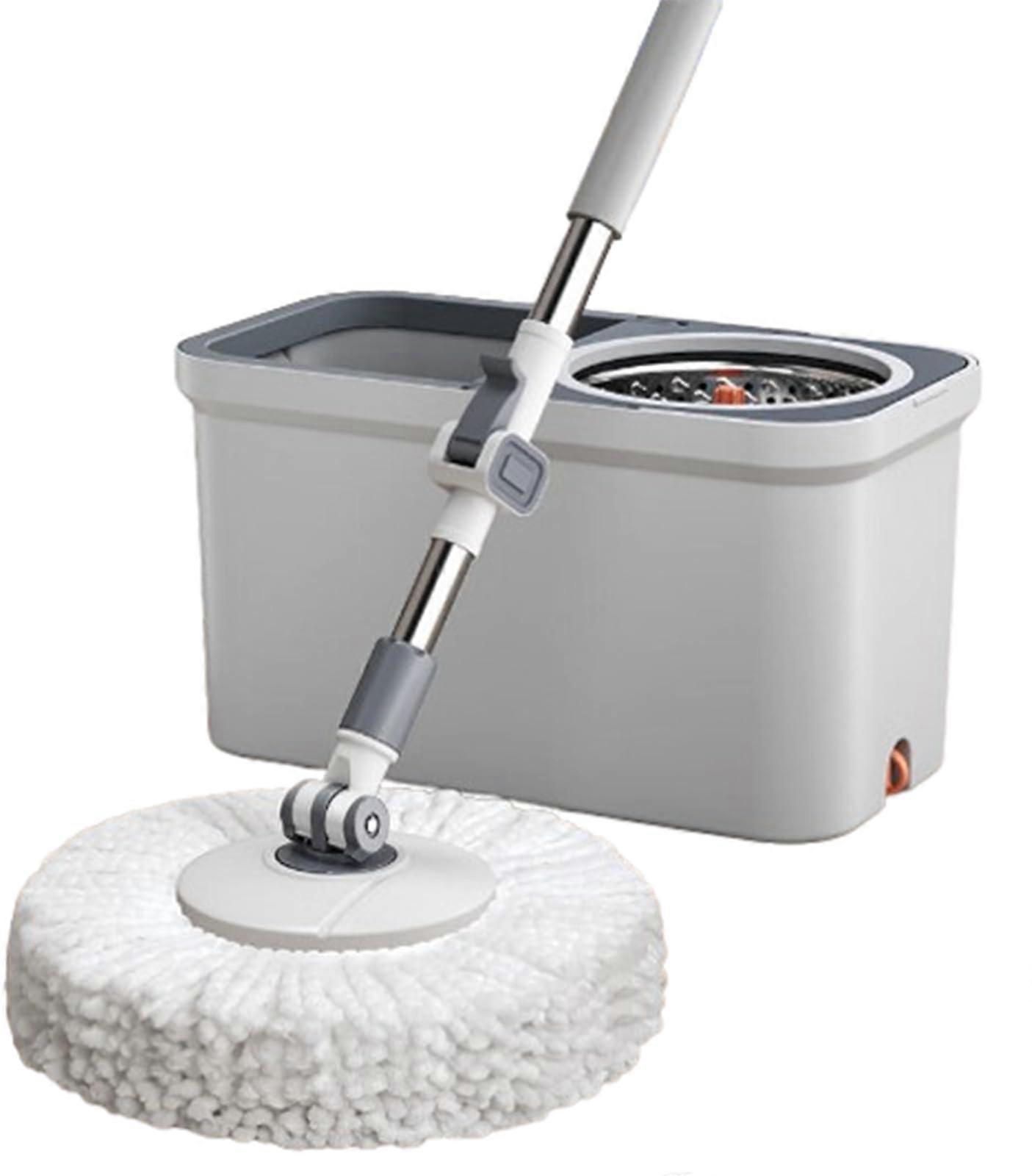 Spin Mop Bucket with Wringer Set, 360 Degree Rotating Microfiber Mop with Extra Pads and Drain Plug