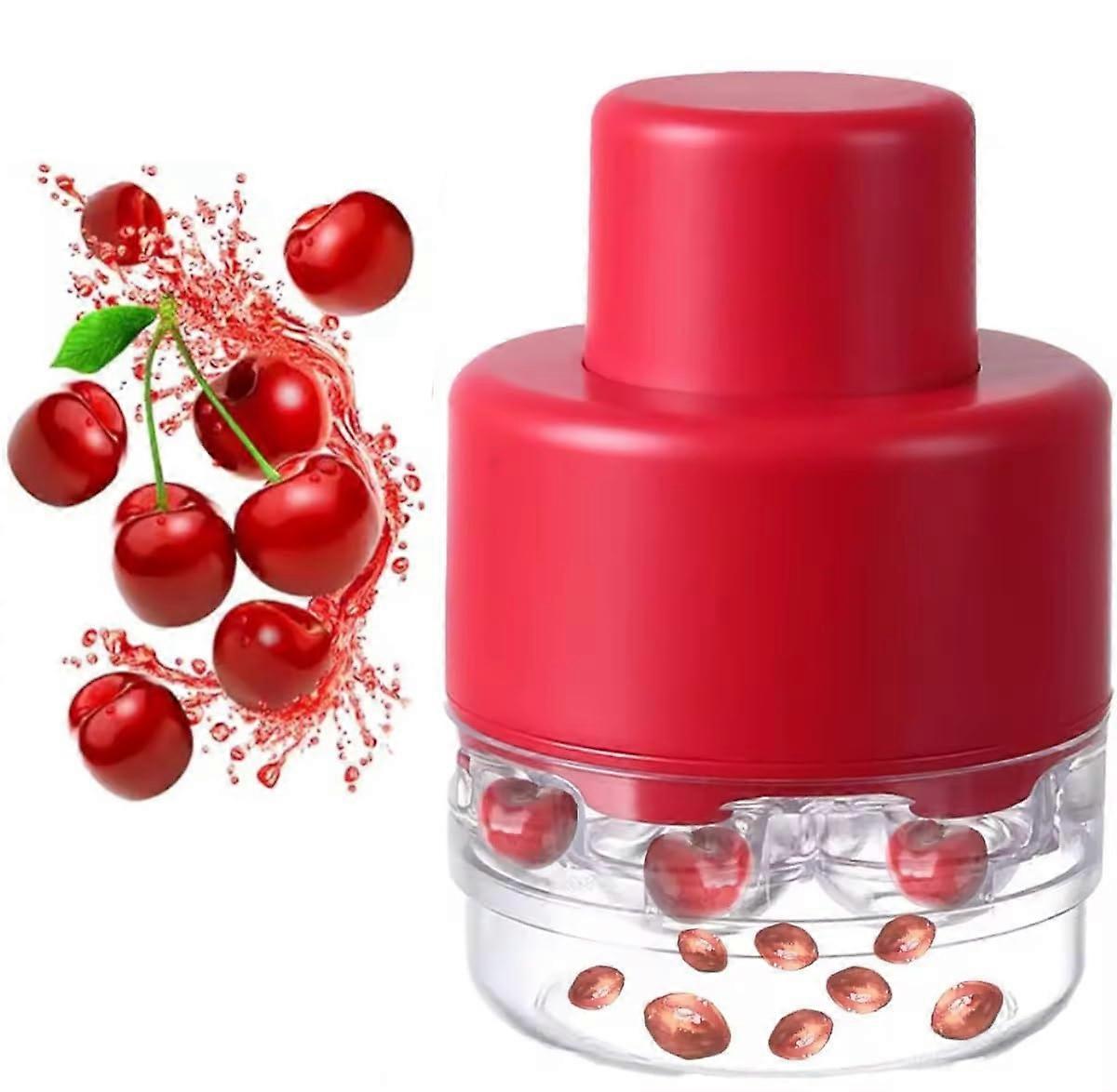 Cherry Pitter Tool 7Hole Fast Pitting NoMess Pit Removal Dishwasher Safe for Home Kitchen Red