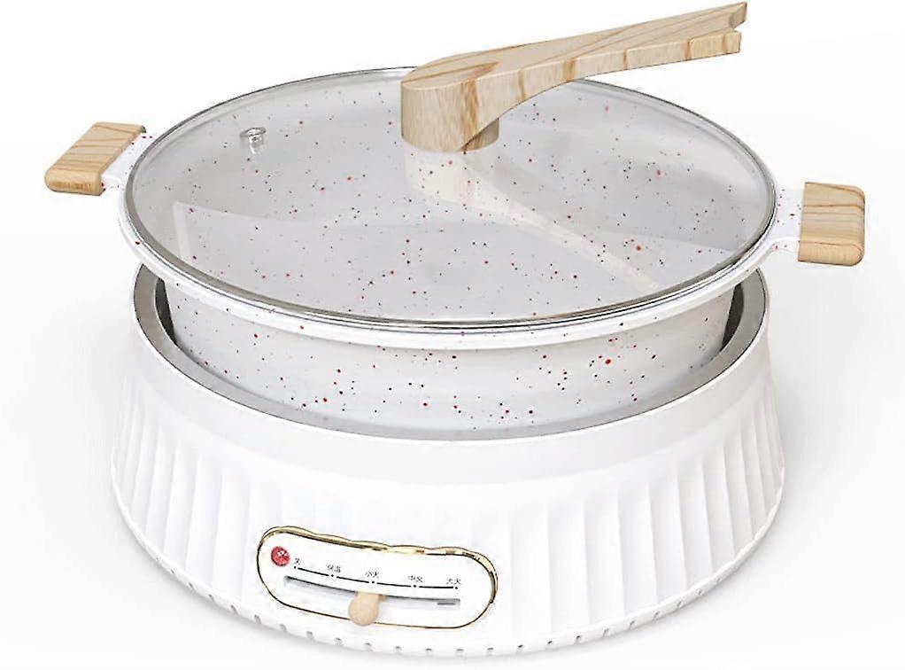 Electric Hot Pot 30cm Large Capacity Mandarin Duck Split Design NonStick Fast Heating 1360W