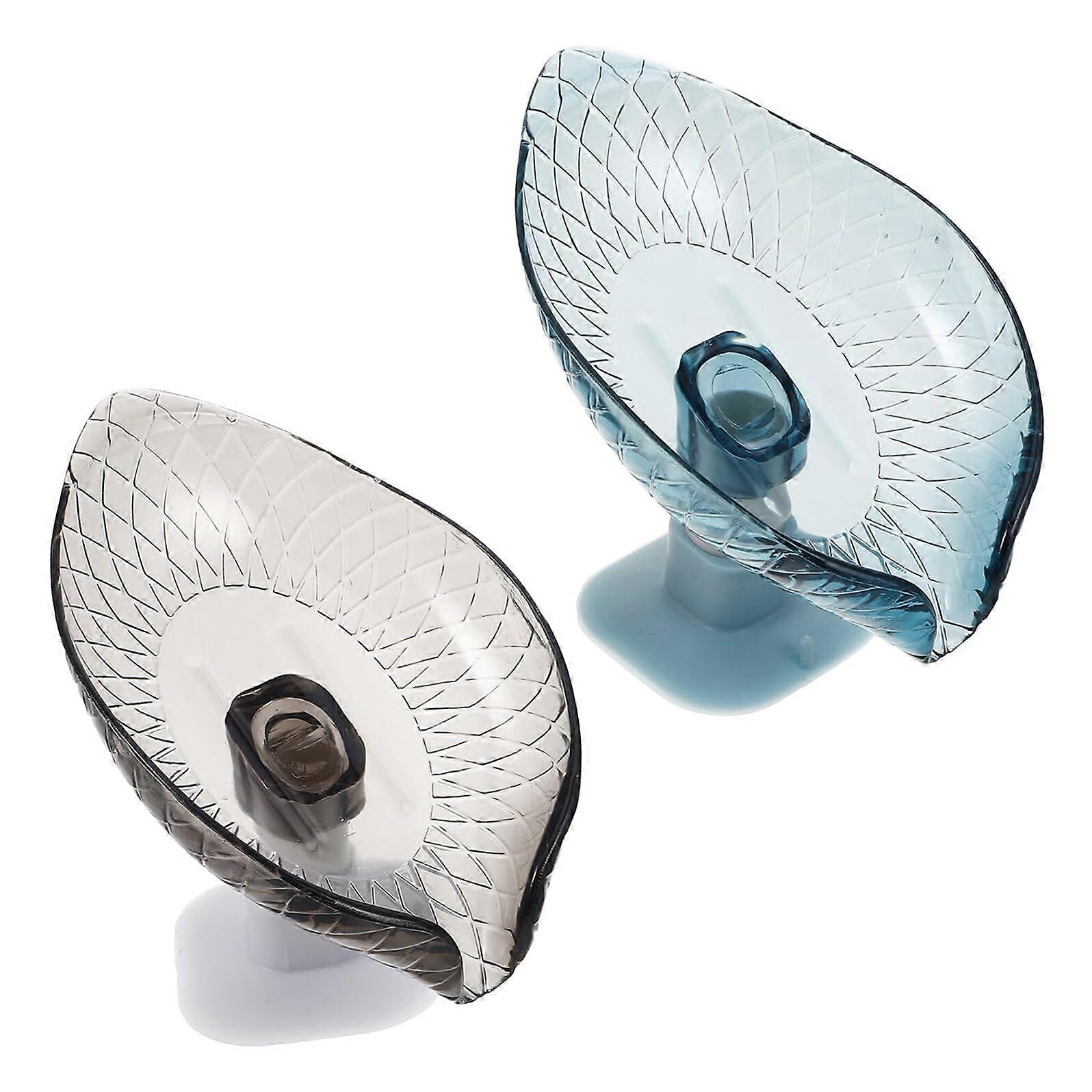 2pcs Leaf Shape Selfdraining Soap Dish with Strong Suction Cups for Bathroom Kitchen Sink Shower