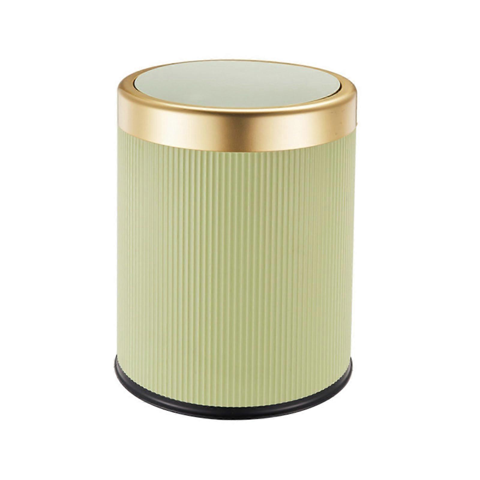 Small Round Trash Can with Lid, Compact Light Green Garbage Bin for Kitchen or Office