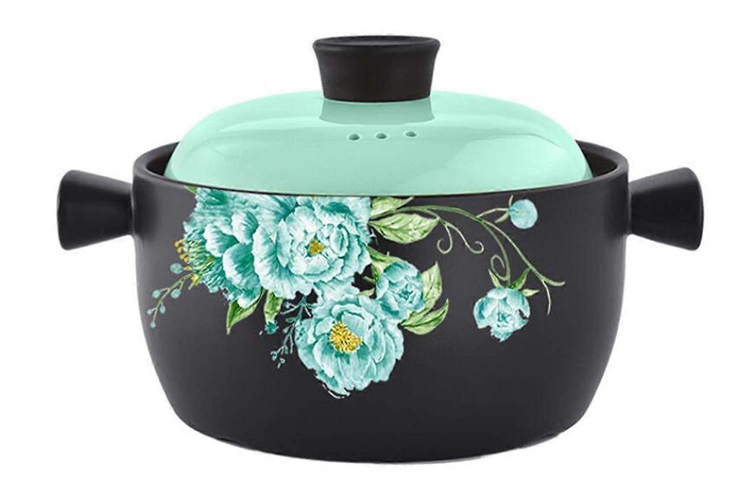 Ceramic Soup Pot with Lid, Heat Resistant Clay Casserole for NutrientRetaining Cooking